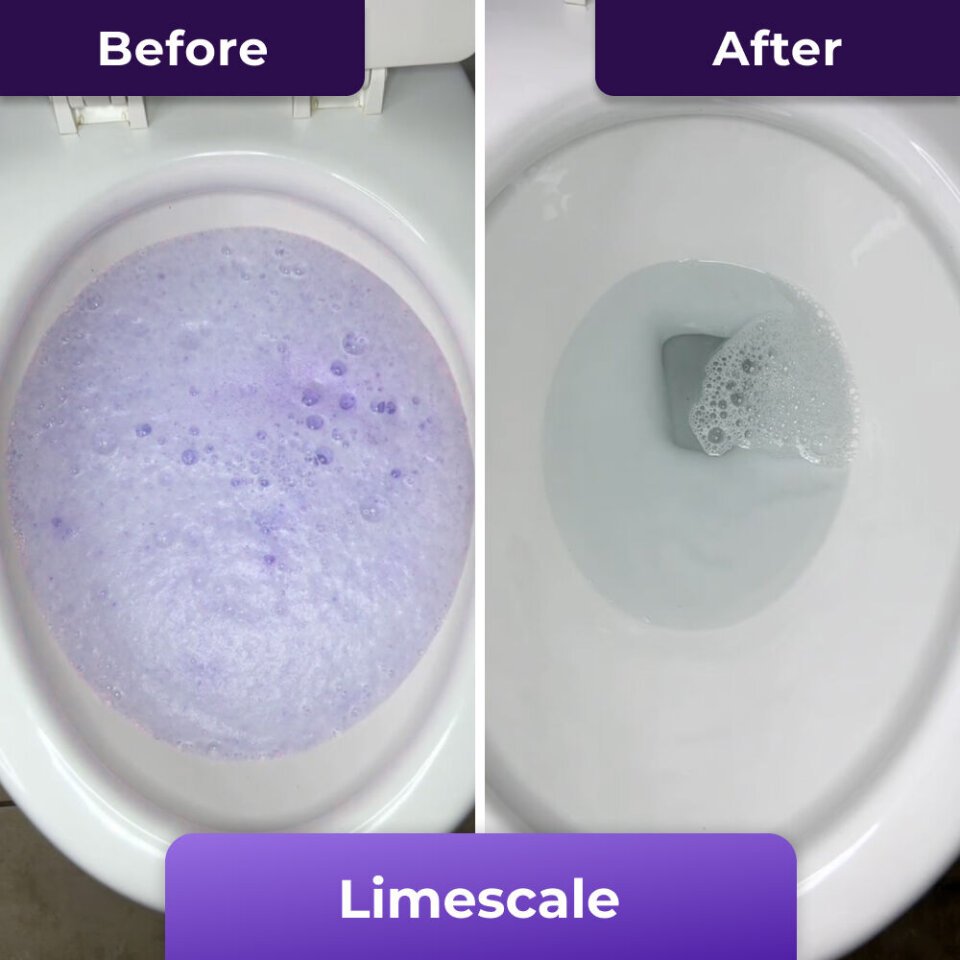 FizzClean before and after dissolving limescale buildup
